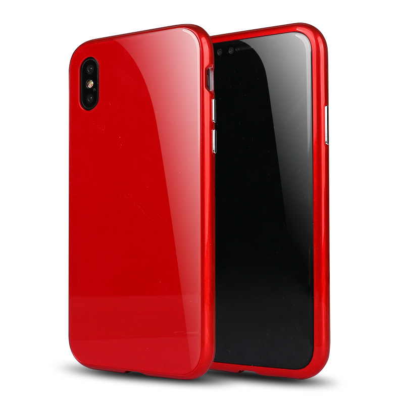 iPHONE X (Ten) Fully Protective Magnetic Absorption Technology Case With Free Tempered Glass (Red)